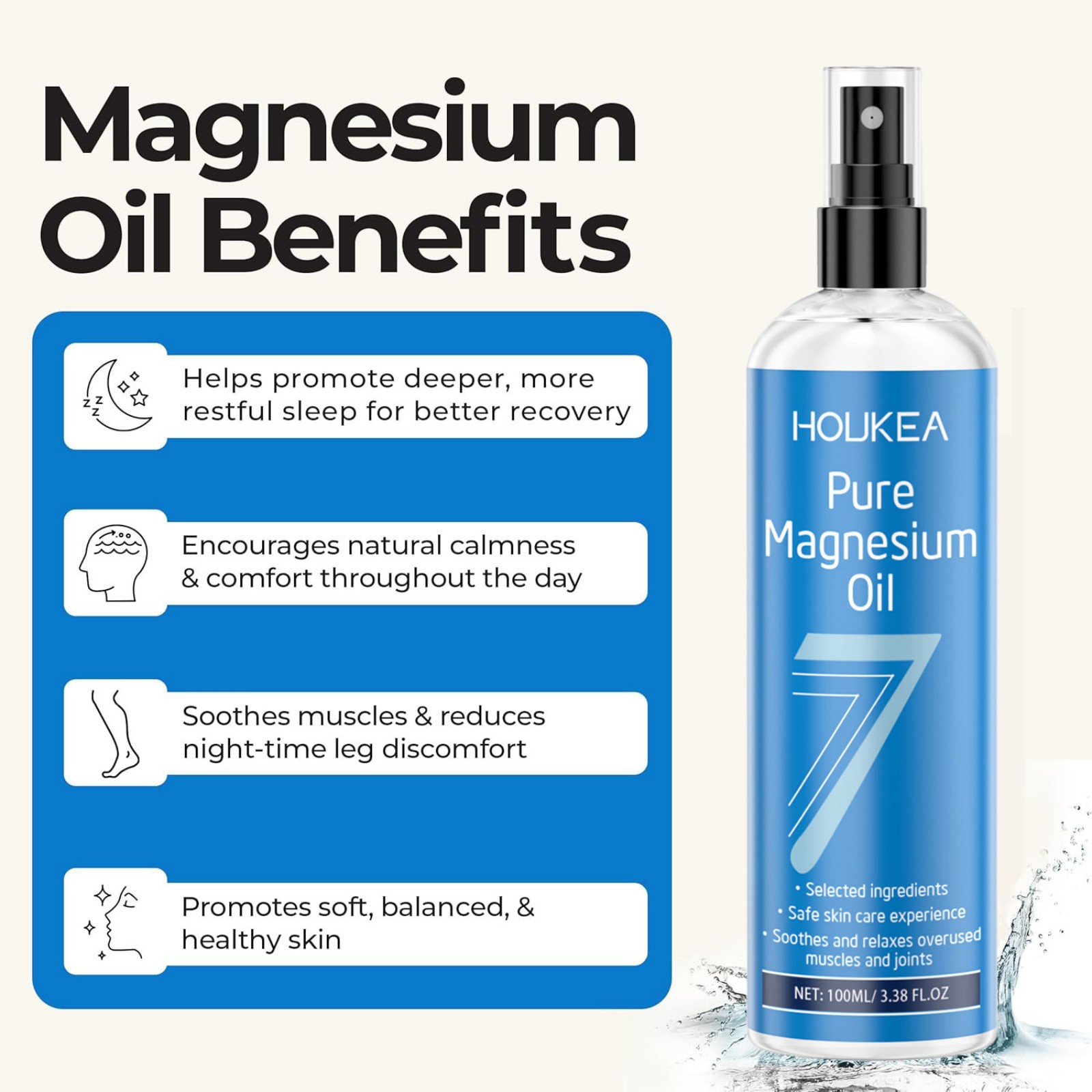 Pure Magnesium Oil Spray 100ml - огляд і ціна Bath Salts Magnesium